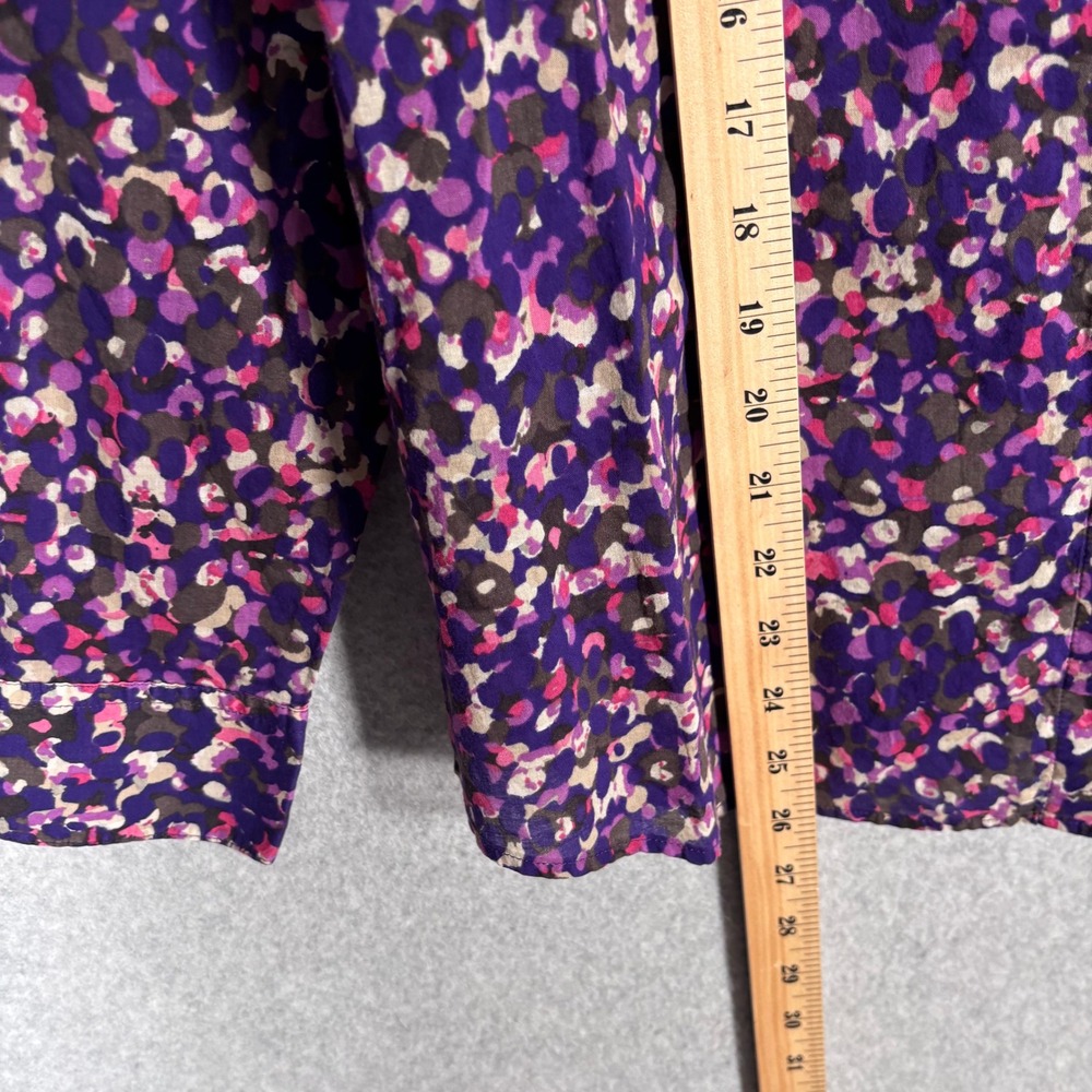 Coldwater Creek No Iron Button Shirt Medium Purple Abstract Floral Dots Cotton - Picture 5 of 12
